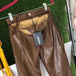Chocolate pu cutout pants